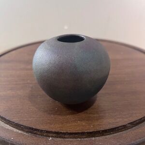Jeremy Diller Raku Pottery Seed Vase Iridescent Metallic Vtg Studio Ceramic
